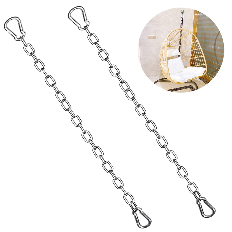 Hammock Hanging Chain 2PCS Porch Swing Chain Hanging Chair Chain with 4 Carabiners Hammock Chair Hardware for Indoor Outdoor Playground Hanging Chair Hammock Chair Punching Bags(23") (2) 2