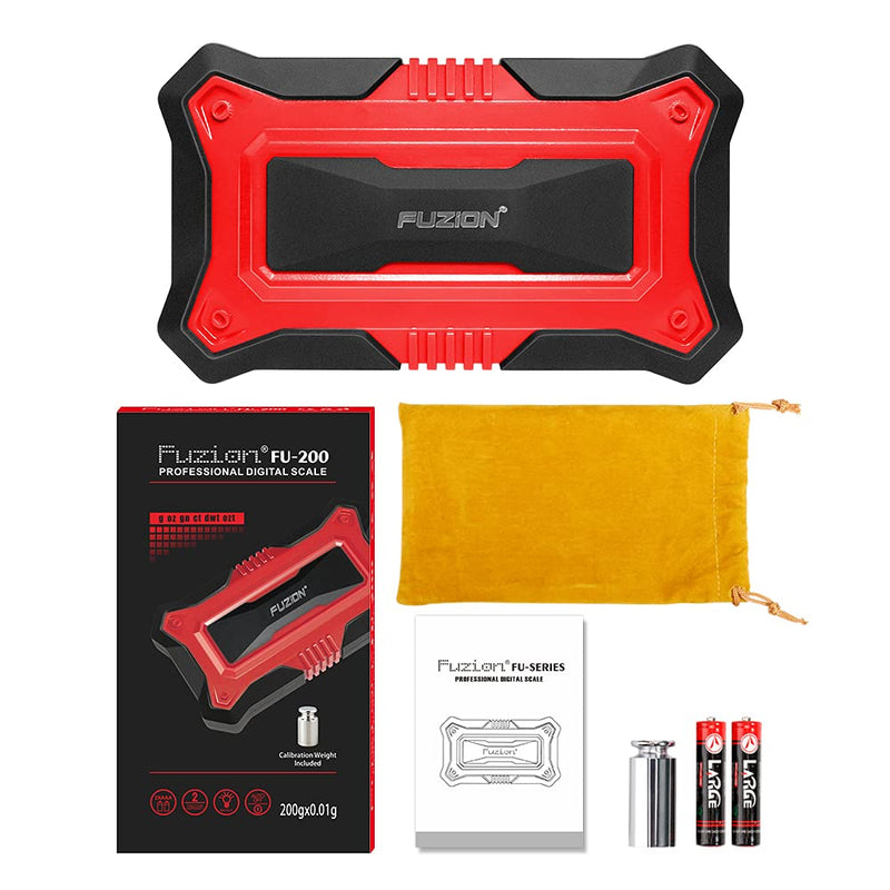 Fuzion Digital Pocket Scale, 200g x 0.01g Jewelry Gram Scale, 6 Units Conversion, LCD Back-Lit Display, Use for Jewelry/Medicine/Food/Powder/Herb(Battery Included) Red
