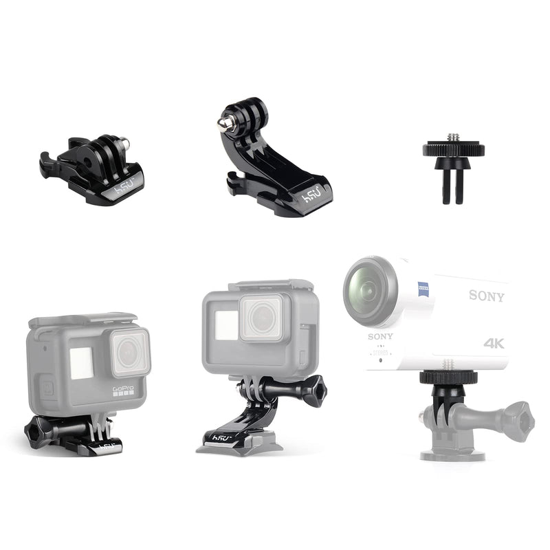 [AUSTRALIA] - HSU Basic Adapter Grab Bag for GoPro, Including Quick Release Buckle Mount, J-Hook Buckle Mount, 3-Way Pivot Arms, Tripod Mount, 1/4 inch 20 Mount, Curved Extension arm and Thumbscrews（13Pcs） 