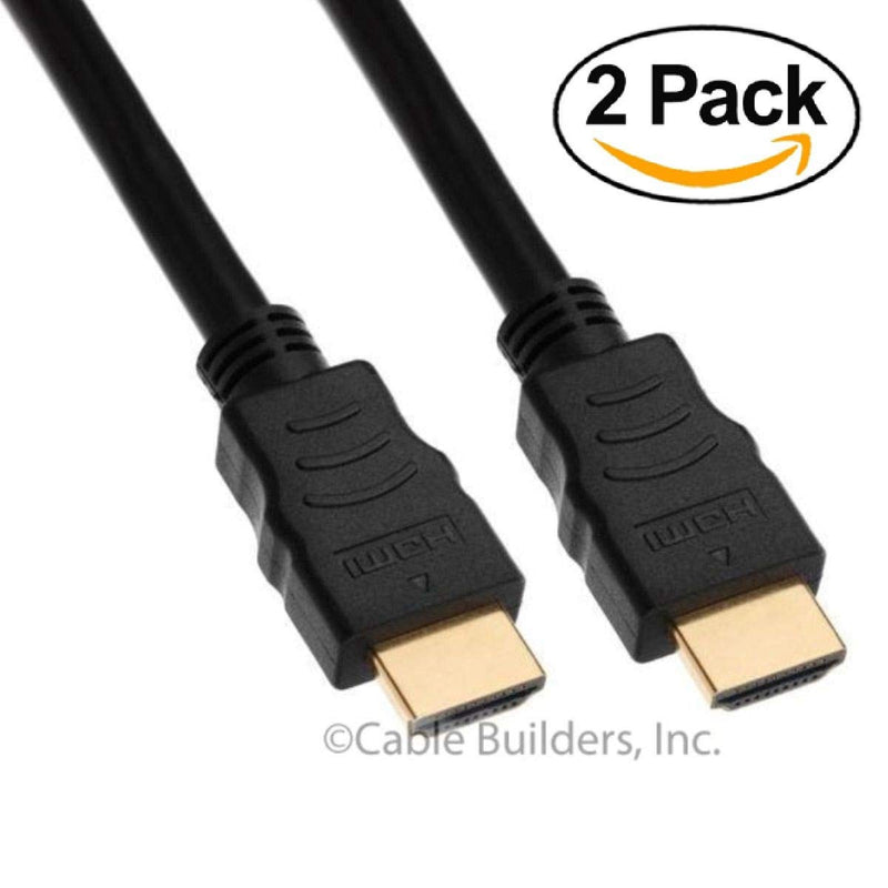 [AUSTRALIA] - Cable Builders Short HDMI Cable [2-Pack], UHD Ultra High Speed HDMI 2.0 with Ethernet, 4K@30/50/60Hz, 1080P/2160P, 18GBps, 3D, Audio Return, Molded (1FT (2-Pack)) 1FT (2-PACK) 