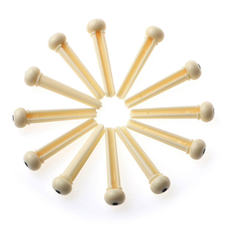 Simtyso 12pcs Ivory Acoustic Guitar ABS Plastic Bridge Pins