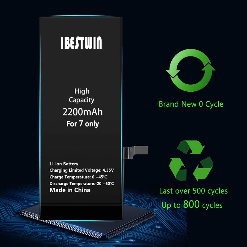 Battery for iPhone 7 IBESTWIN High Capacity 2200mAh Replacement Battery for IP 7 with Full Remove Tool Kit Adhesive and Instruction-3 Years Warranty