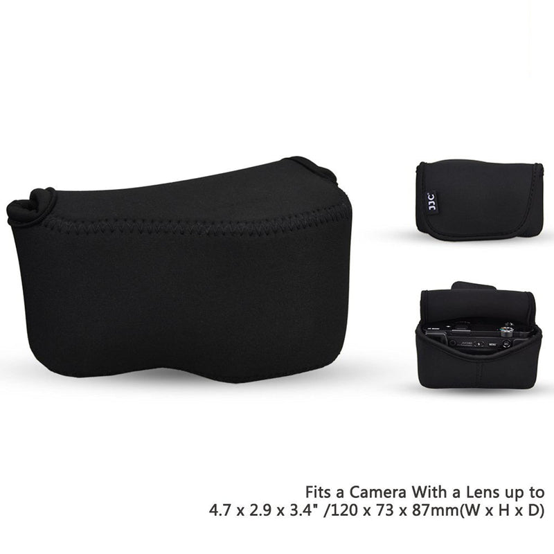 JJC Soft Neoprene Digital Camera Case Pouch Compact Bag Protector with Anti-Lost Inner Strap for Sony ZV-E10 A6500 A6400 A6300 A6100 A6000 A5500 A5100 with E 16-50mm Lens