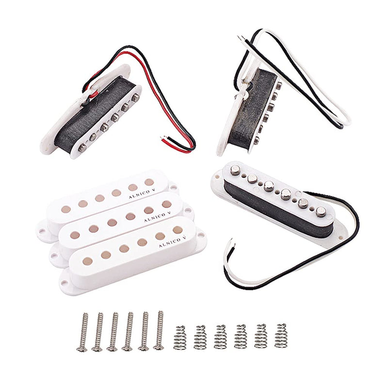 Alnicov 3PCS Guitar Single Coil Pickups,Neck Middle Bridge SSS Pickups Set for Strat ST Style Guitar Accessory(White)