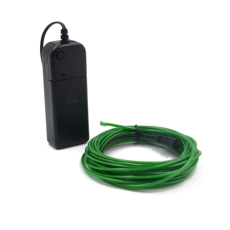 EL Wire, 3 Light Modes Neon Light Portable Battery Powered Electroluminescence Wire Pack Drivers High Brightness for Xmas Party Decoration Wedding Pub (16ft/5m)(Green)