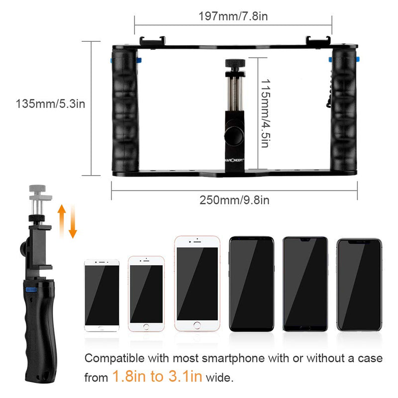 K&F Concept Smartphone Video Rig,Filmmaking Case Phone Video Stabilizer Grip Tripod Mount for Videomaker Film-Maker Video-Grapher