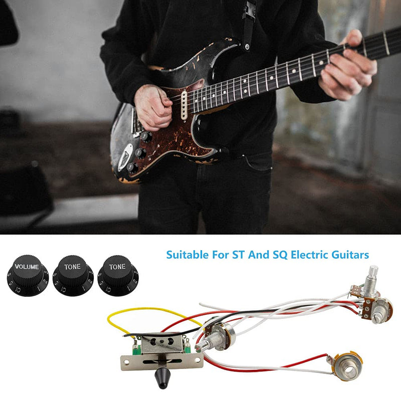 QUCUMER Guitar Wiring Harness Set, 3 Way Toggle Switch Guitar 500 K Wiring Harness Kit Guitar Wiring Kit with 1 Volume x 2 Tone Control Knob for Dual Humbucker Gibson Les Pual Style Guitar