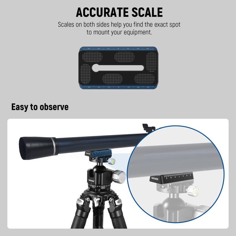 NEEWER 3.15"/80mm Rail Bar Vixen Style Dovetail Plate, Metal Mounting Plate Saddle with 1/4" 3/8" D Ring Screw for Telescope Mount Adapter Base OTA Equatorial Tripod Sky Astrophotography, QR004