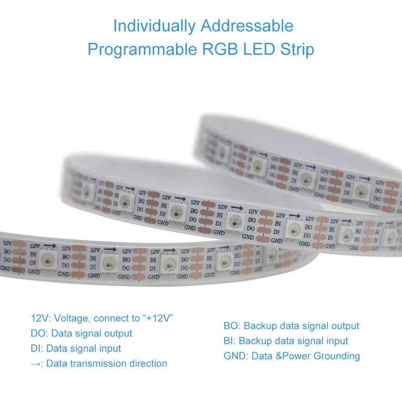 [AUSTRALIA] - ALITOVE 12V WS2812B LED Strip Light WS2813 12V RGB Addressable LED Pixel Tape Light WS2815 Programmable LED Felxible Strip 16.4ft/5m 300 LEDs Waterproof IP67 White PCB for Decor Lighting Project 