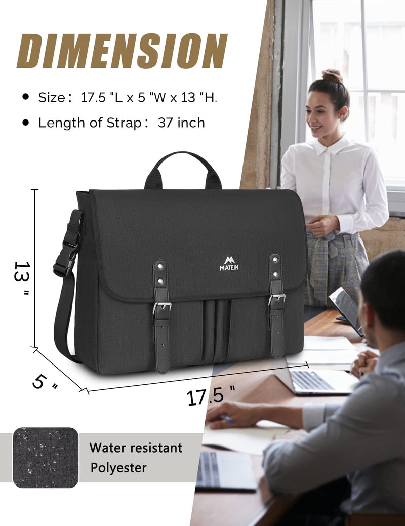 17 Inch Messenger Bag for Men, Large Laptop Briefcase Lightweight Unisex Crossbody Shoulder Bags College Satchel, Water Resistant Daily Computer Sleeve Case for Travel Office Gifts, Black