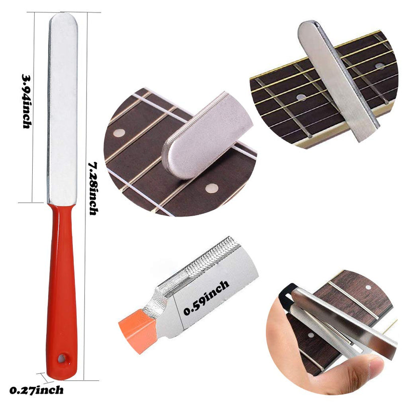 Guitar Tools Kit Included Fret Rubber Hammer Tool Kit Guitar Fret Crowning Luthier File Stainless Steel Fret Rocker Fingerboard Guards Protectors and Grinding Stone