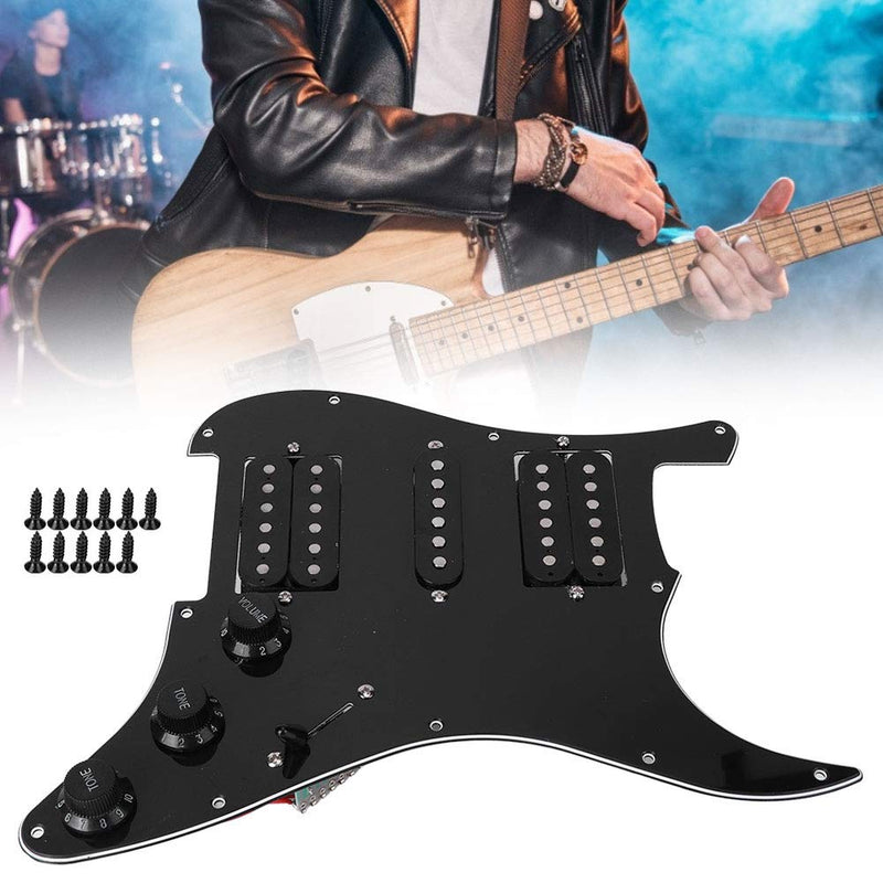Keenso Strat Loaded Pickguard, 2 Colors Electric Guitar Board Loaded Strat Pickguard Humbucker with HSH Pickup Loaded Prewired for Fender Strat Black