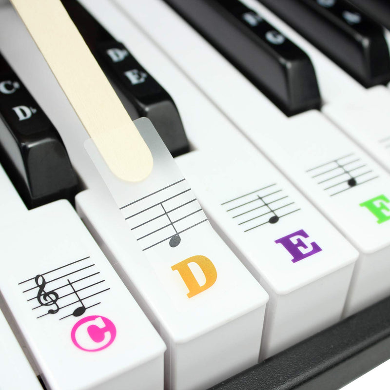 Piano Keyboard Stickers for 88/61/54/49/37 Key. Colorful Large Bold Letter Piano Stickers. Perfect for kids Learning Piano. Multi-Color,Transparent,Removable 88 Keys Large Letter Multi-Colored