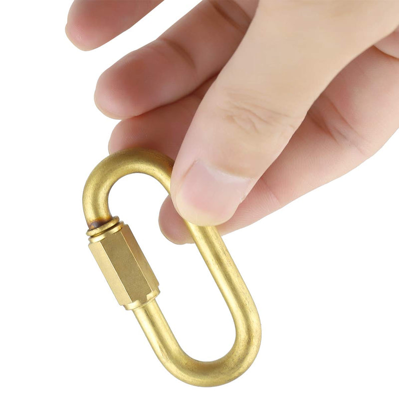 BNYZWOT Brass Quick Links D Shape Locking Quick Chain Repair Links M6 1/4 inch Pack of 10