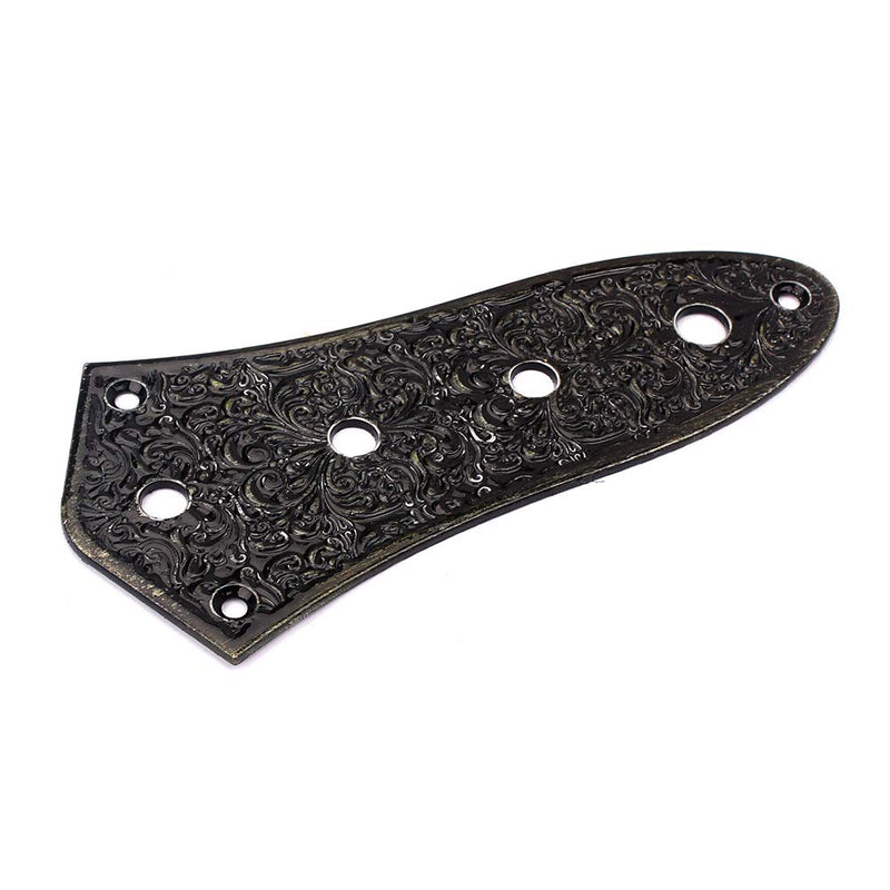 Artibetter 4-Hole Jazz Bass Control Plate Vintage Alloy Jazz Bass Parts (Black)