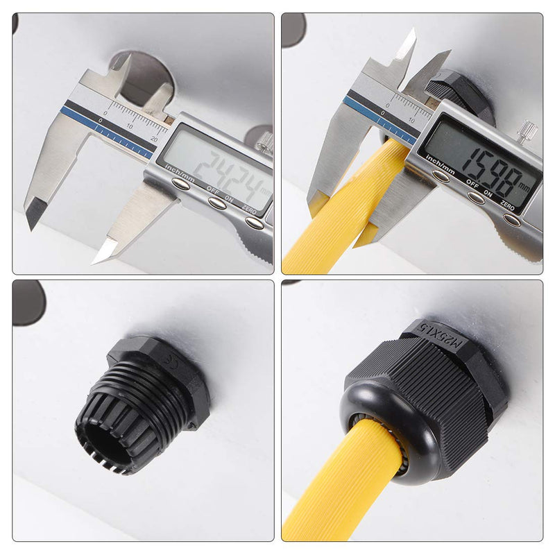uxcell PG9 Cable Gland 2mm-6mm Wire Hole Waterproof Nylon Joint Adjustable Locknut with Washer White 20pcs