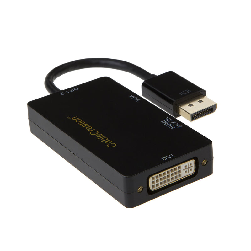 CableCreation Multi-Function Displayport to HDMI/DVI/VGA Adapter, 3 in 1 DP Displayport Adapter, Support HDMI 4K x 2K Resolution, Black