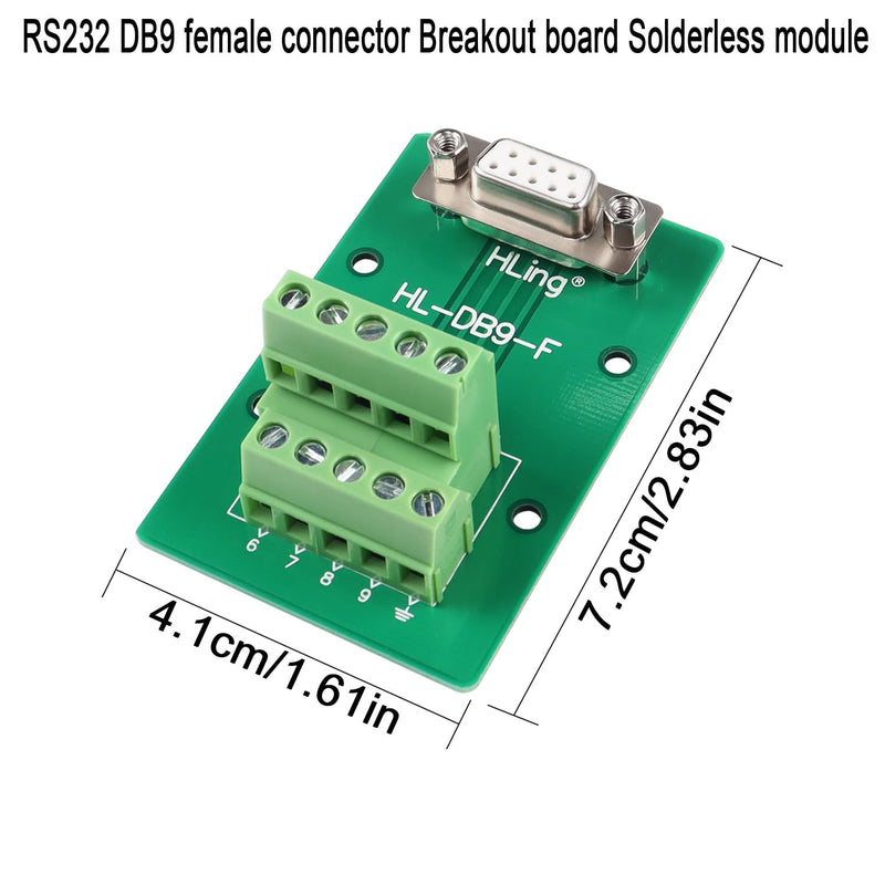 QIANRENON RS232 DB9 Female Connector Breakout Board DB9 Female to Wiring Terminal Solderless Adapter RS232 Serial Test Block Module, for DB9 Serial Communication Prototyping or Troubleshooting