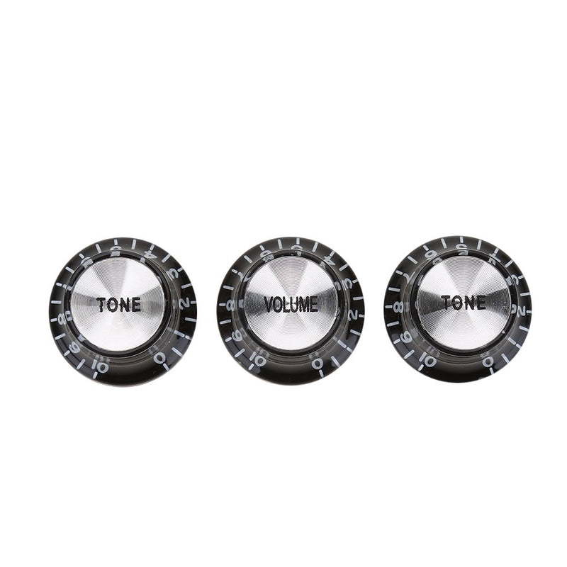 3Pcs Electric Guitar Top Hat Knobs Black Traditional Replacement Volume and Tone Knob - 1 Volume and 2 Tone Knobs for Electric Guitar