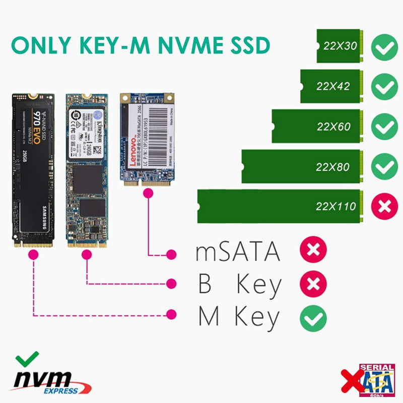 Sintech USB 3.0 nVME SSD enclusure,USB 3.1 M.2(NGFF) M Key nVME SSD External Case Box USB 3.1 Case