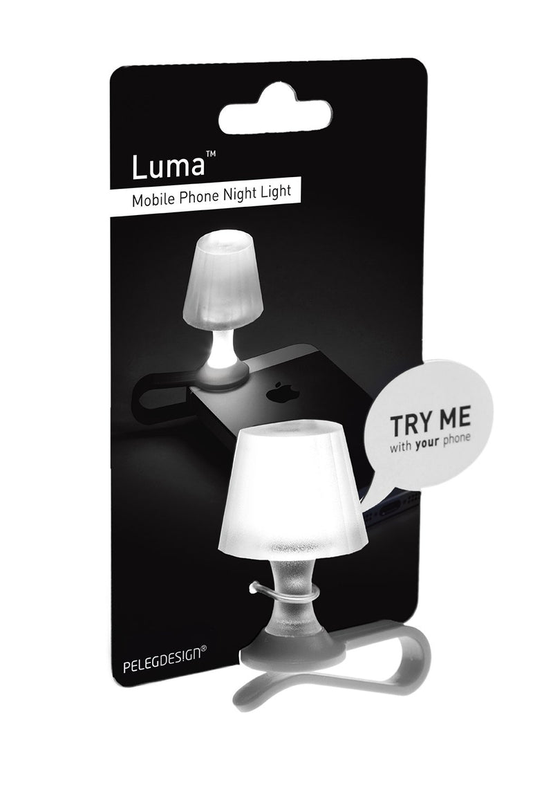 Peleg Design Luma Smart Mobile Phone Night Light, Tiny Lampshade Clip on Phone Flash Led Light Holder, Grey