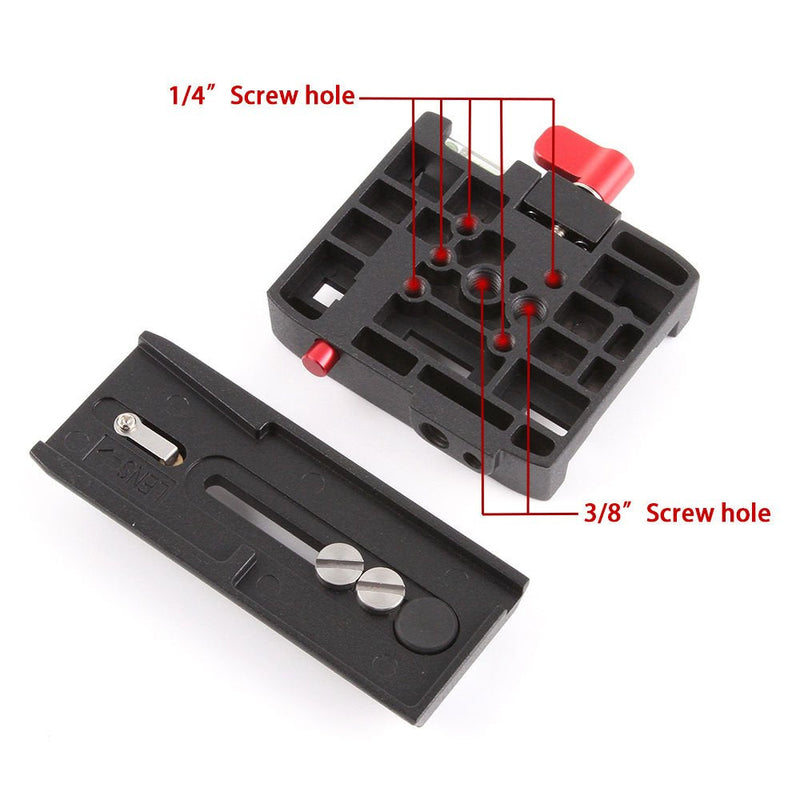 Hersmay P200 Aluminum QR Quick Release Plate Clamp with 1/4 3/8 inches Screw for Manfrotto 577 501 519 561 Q5 500AH 701HDV 503HDV 7M1W