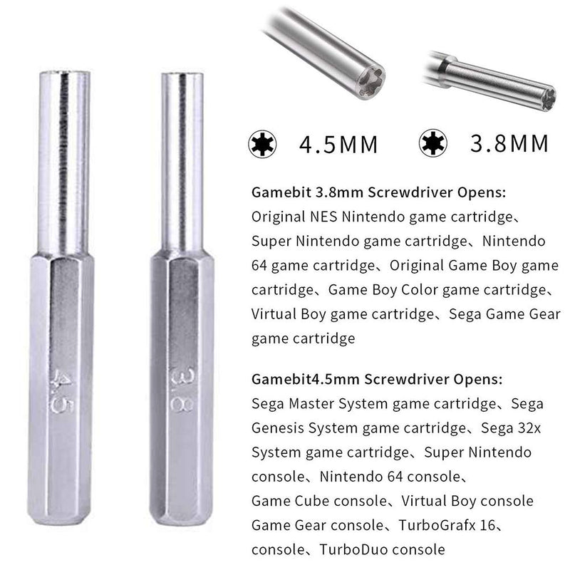 FIOTOK Steel Set of 3.8mm & 4.5mm Screwdriver Security Game Bits for Nintendo NES, SNES, N64, GameBoy, and GameCube