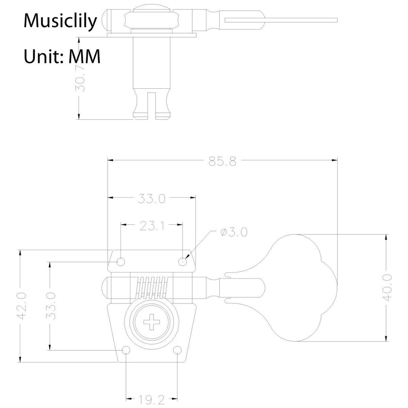 Musiclily 4 in-line Bass Vintage Open Gear Tuners Tuning Keys Pegs Machine Head Right Hand Set for Fender Precison Jazz PB JB Bass Guitar, Black