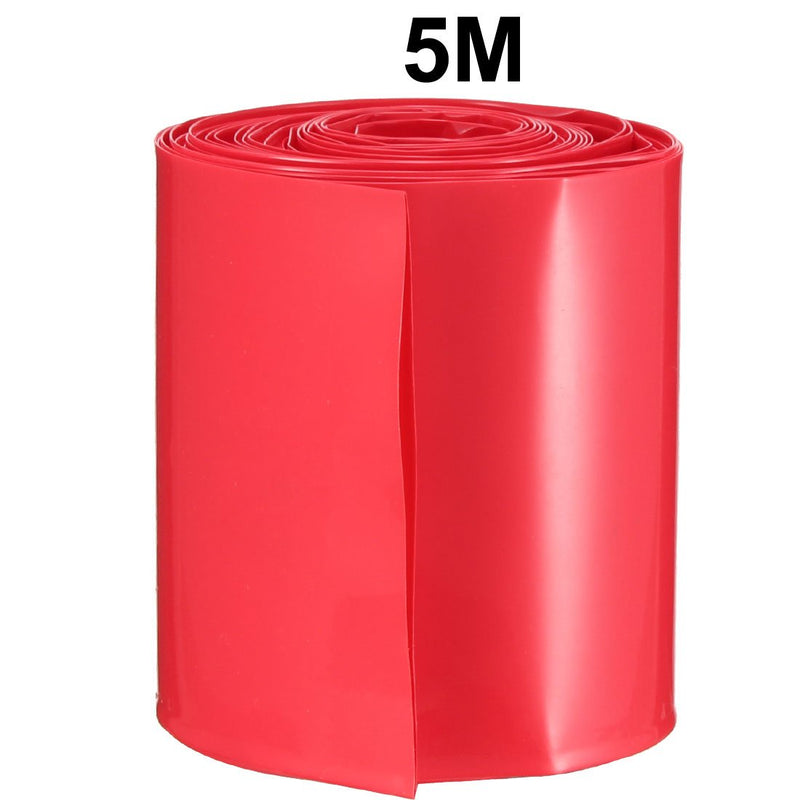 uxcell Battery Wrap PVC Heat Shrink Tubing 70mm Flat Width for 18650 Power Supplies 5 Meter Length Red