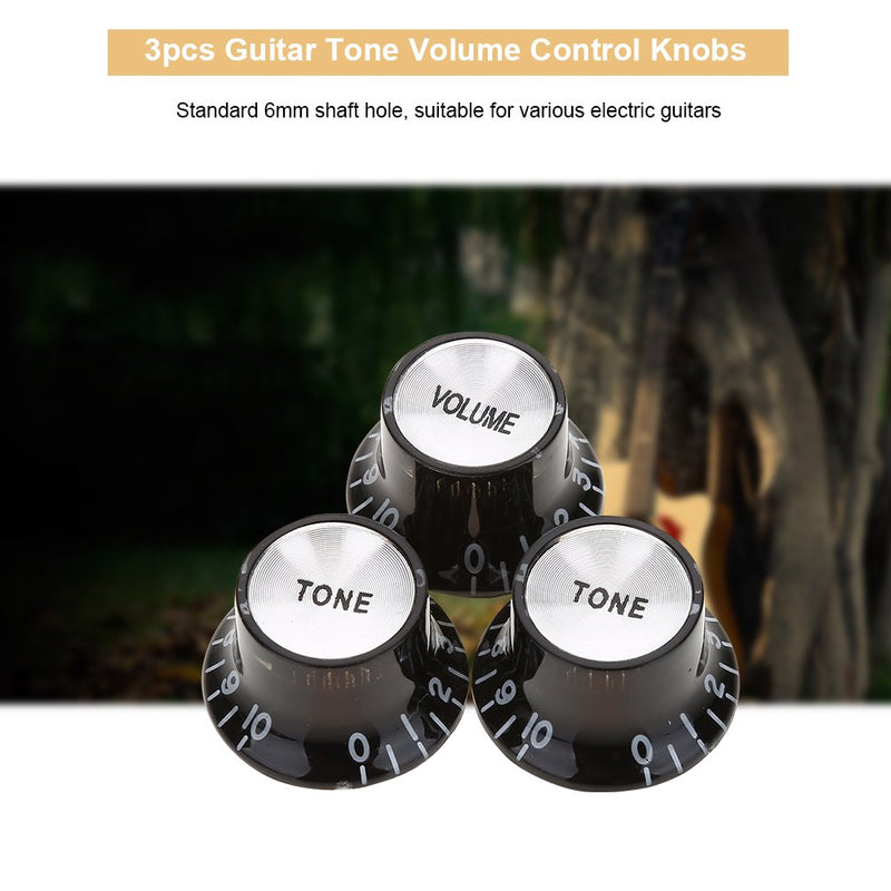 3Pcs Electric Guitar Top Hat Knobs Black Traditional Replacement Volume and Tone Knob - 1 Volume and 2 Tone Knobs for Electric Guitar