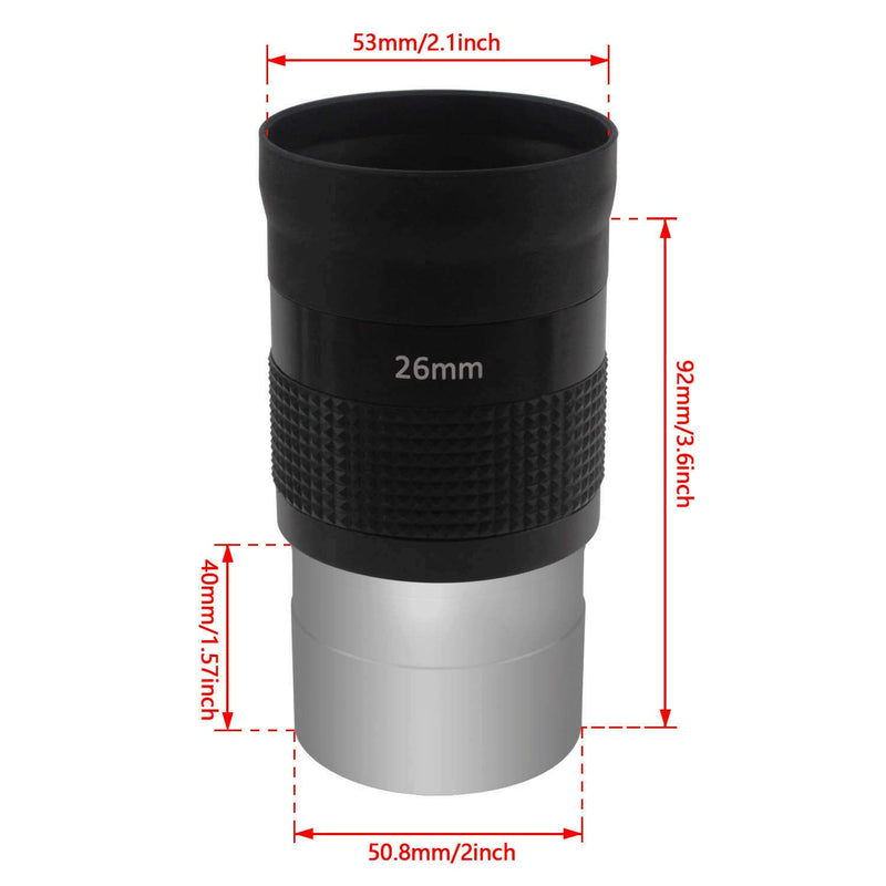 Astromania 2" Kellner FMC 55-Degree Eyepiece - 26mm - Wide Field eyepices with Comfortable Viewing Position