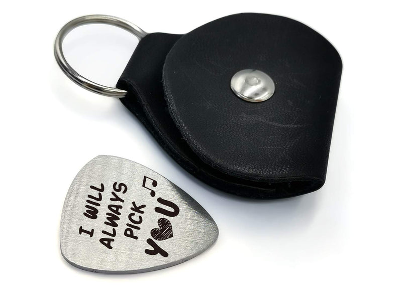 Best Love Guitar Pick Gifts - Stainless Steel Guitar Pick with Guitar Pick Holder Case - Perfect Love Gift Ideas for Him Men Her Women Lover Couple Anniversary Wedding Valentines Christmas