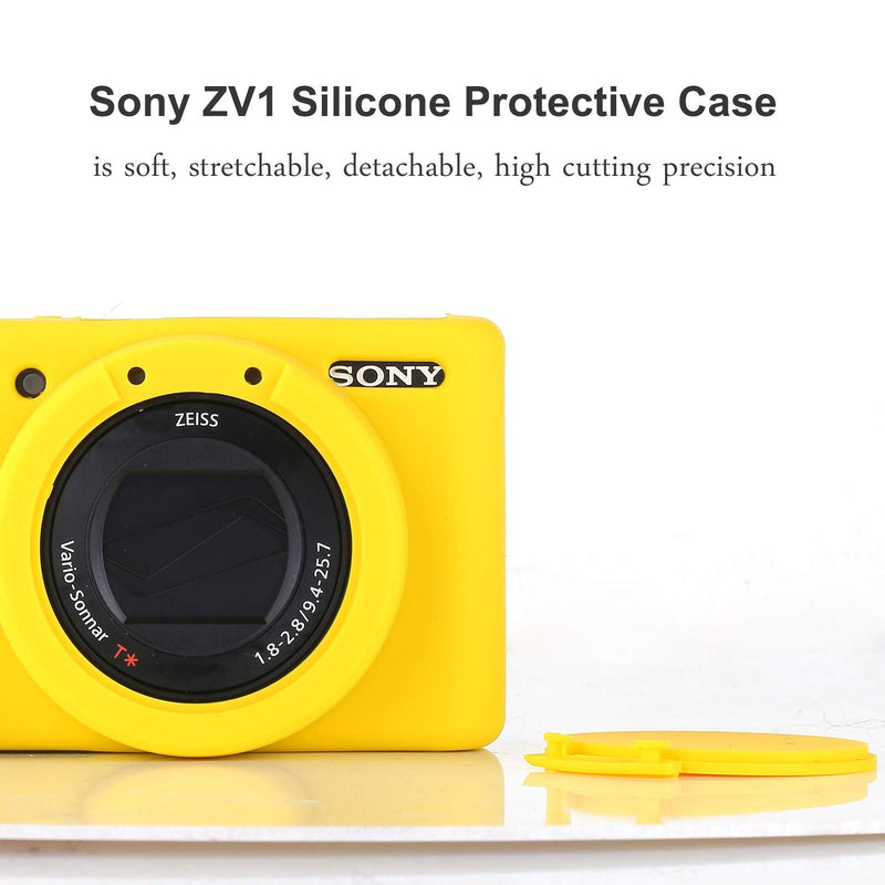 Yisau Camera Case for Sony ZV-1, Sony ZV1 Camera Case Digital Camera Anti-Scratch Slim Fit Soft DSLR Camera Sleeve with ZV1 Screen Protector (Yellow) Yellow