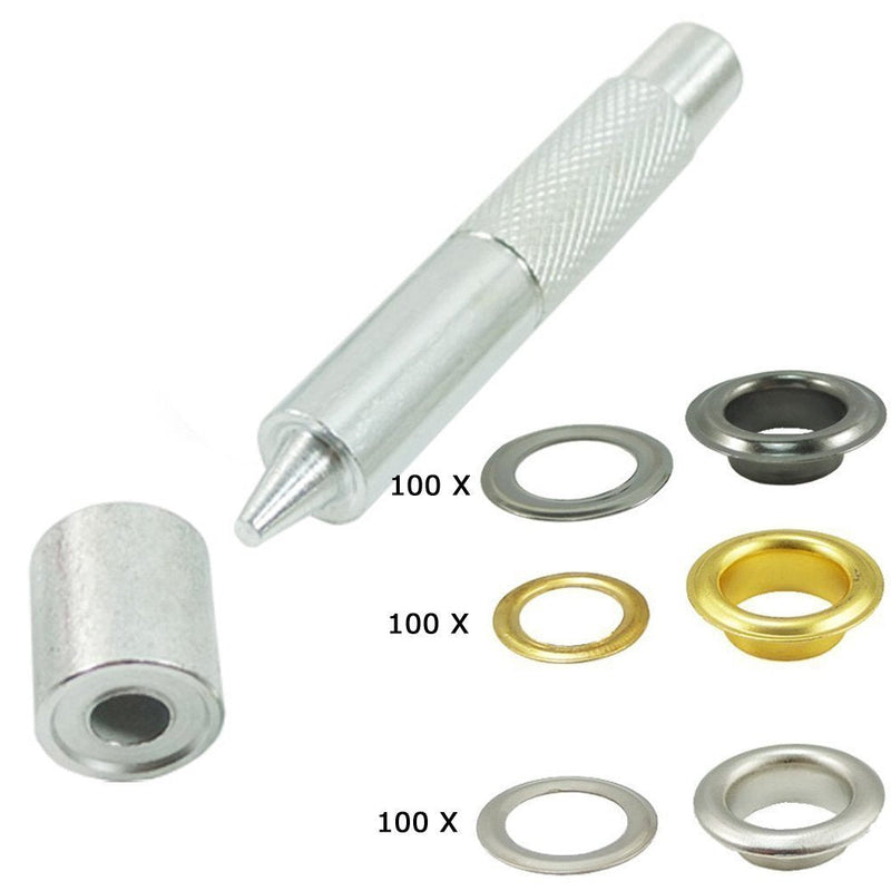 INNETOC 120 Sets - Brass Grommet Eyelets 10mm 3/8" Inside Diameter 800# with Setting Tool for Canvas Curtain Leather DIY Projects (3/8", Mixed) Mix 3/8''