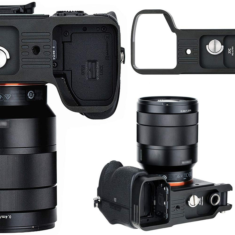 JJC Metal Camera Extension Hand Grip Holder for Sony A7III A7II A7M3 A7M2 A7S3 A7SIII A7RIV A7R4 A7RIII II A7R3 A7R2 A7SII A9 Camera Arca Swiss Quick Release Tripod Plate w/Battery Compartment Opening For Sony A7III A7SIII A7RIV