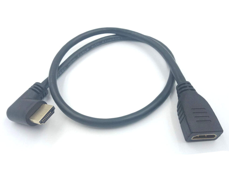 HDMI 2.0 Cord, Haokiang 1FT 90 Degree Gold Plated High Speed HDMI Male Left Angle to Female Extension Cable 60Hz, 4K 2K