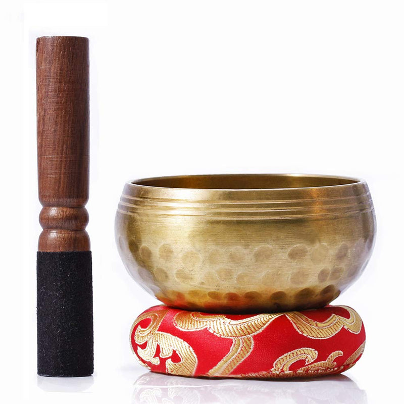 Biggo Tibetan Singing Bowl Set- Perfect resonance Meditation Yoga & Chakra Healing Handmade Bowl - With Mallet & Silk Cushion. Perfect Gift 3.2 Inch