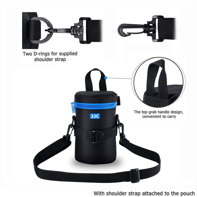 JJC Camera Lens Pouch Case for Canon RF 85mm EF-S 55-250mm EF 24-70mm Nikon Nikkor AF 70-300mm and More, Zipper Polyester Lens Protective Bag Interior Size 3.15x6.69” L