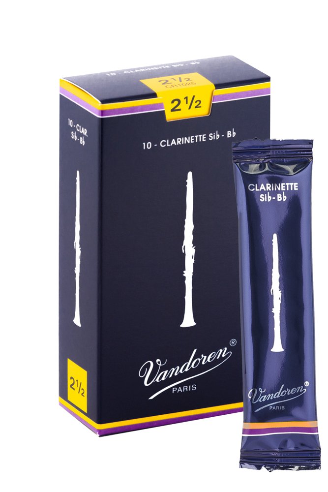 Vandoren CR1025 Bb Clarinet Traditional Reeds Strength 2.5; Box of 10