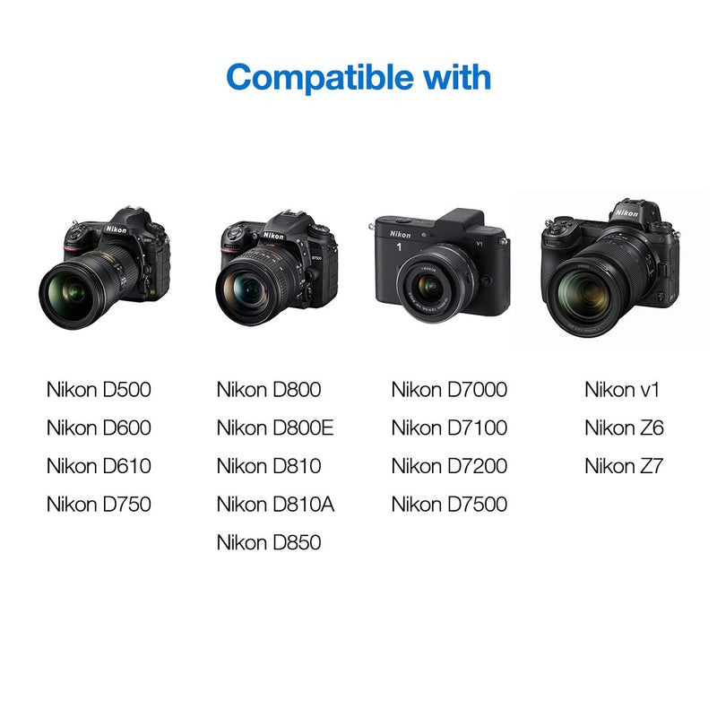 Miady EN-EL15 EN-EL15A Batteries and Dual LCD Charger Set Compatible with Nikon D750, D7200, D7500, D500, D610 and More, 2550mAh 18.87Wh