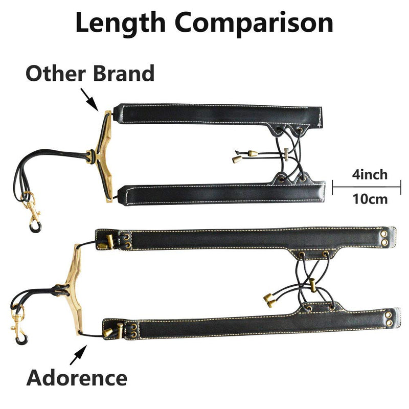 ADORENCE Lengthened Saxophone Shoulder Strap - Genuine Leather, 100% Handmade, No Stress on Neck Shoulder Strap for Sax Bass Tenor Alto Black