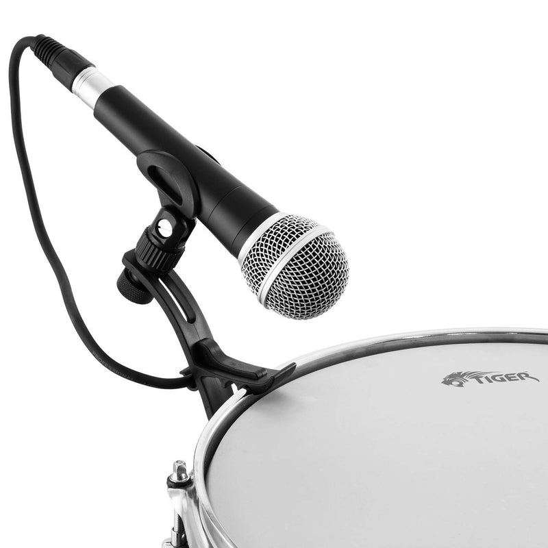 TIGER DHW88-BK-3PK Drum Mic Clip - Drum Rim Adjustable Microphone Clamp - Pack of 3, Black