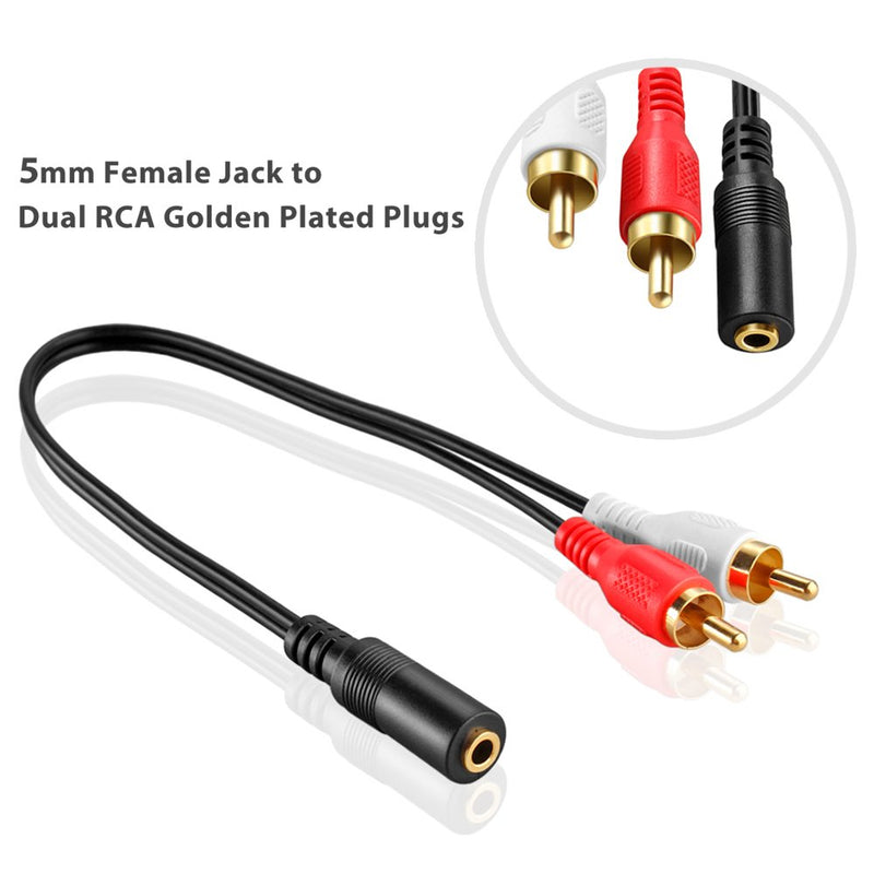 3.5mm to RCA Stereo Audio Cable Adapter - 3.5mm Female to Stereo RCA Male Bi-Directional AUX Auxiliary Male Headphone Jack Plug Y Splitter to Left/Right 2RCA Male Connector Plug Wire Cord