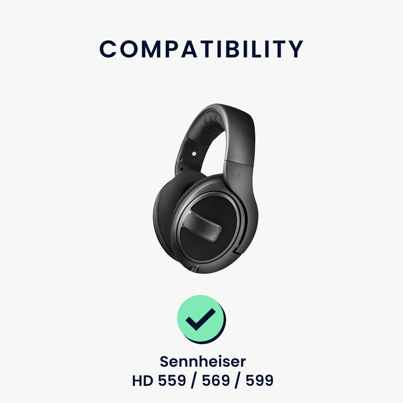 [AUSTRALIA] - kwmobile 2X Earpad Compatible with Sennheiser HD 559/569 / 599 - Replacement Velour Earpad Cushion for Headphones - Black 
