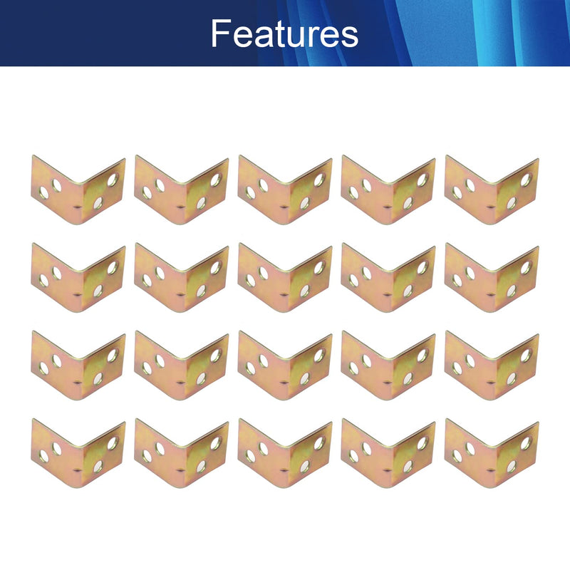 Aicosineg 20pcs 0.87" x 0.67" Metal Corner Brackets Corner Brace 90 Degree Internal Angle Brackets L Shape Brackets Joint Fastener with Screws for Wood Furniture Board Cabinet Window Table