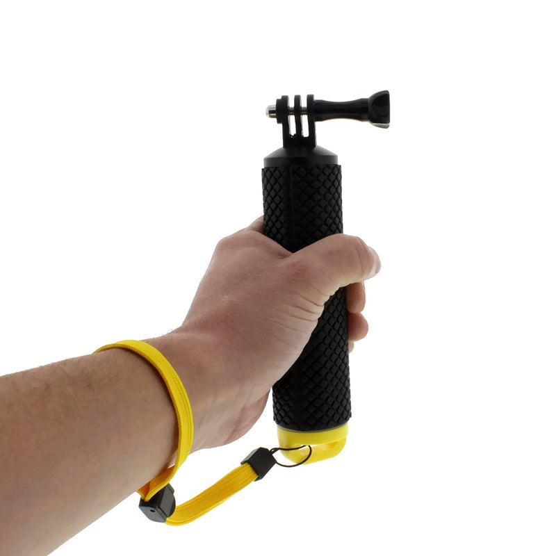 Albinar Waterproof GoPro Floating Rubber Hand Grip Monopod with Thumb Screw Mount and Adjustable High Visibility Wrist Strap for GoPro Hero 2/3/3+/4 Session, Black/Yellow