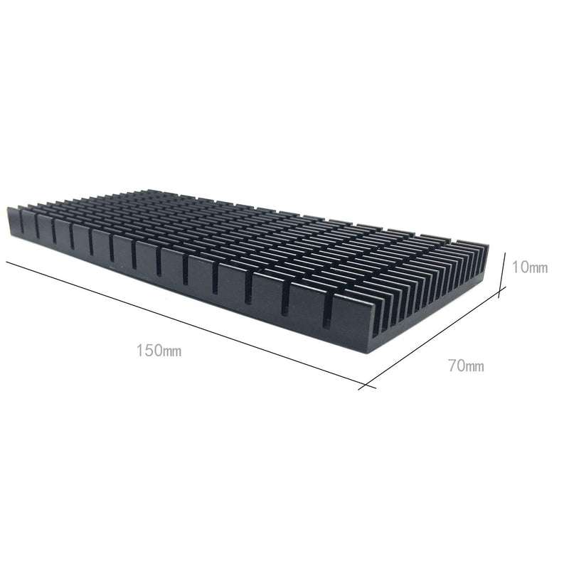 Aluminum Heat Sink Heatsink Module Cooler Fin Heat Radiator Board Cooling for Amplifier Transistor Semiconductor Devices Black Tone 150mm (L) x 70mm (W) x10mm (H)