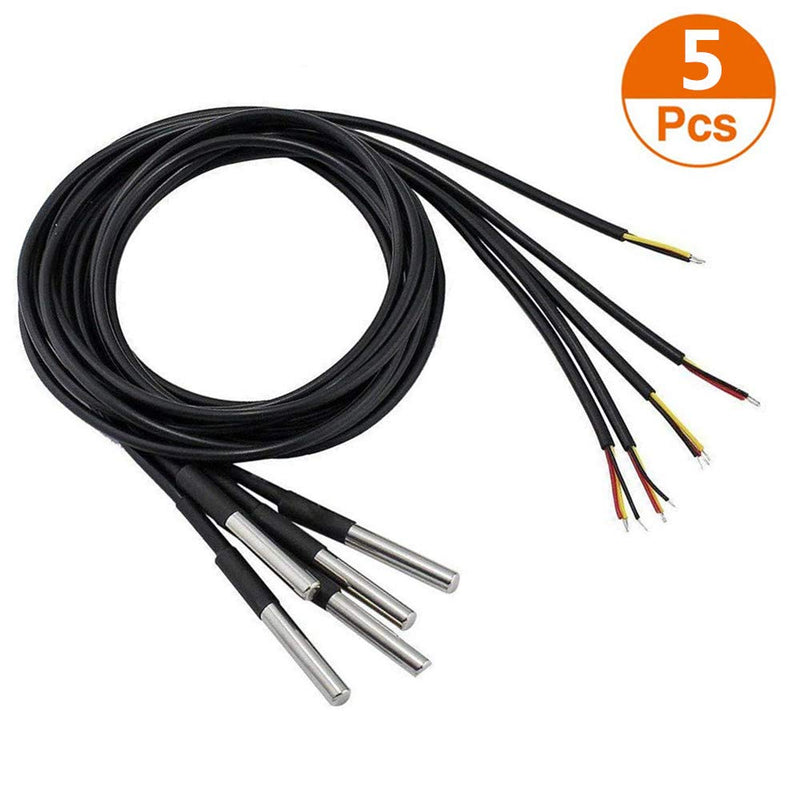 Organizer 5pcs DS18B20 Temperature Sensor Temperature Probe Stainless Steel Package Waterproof