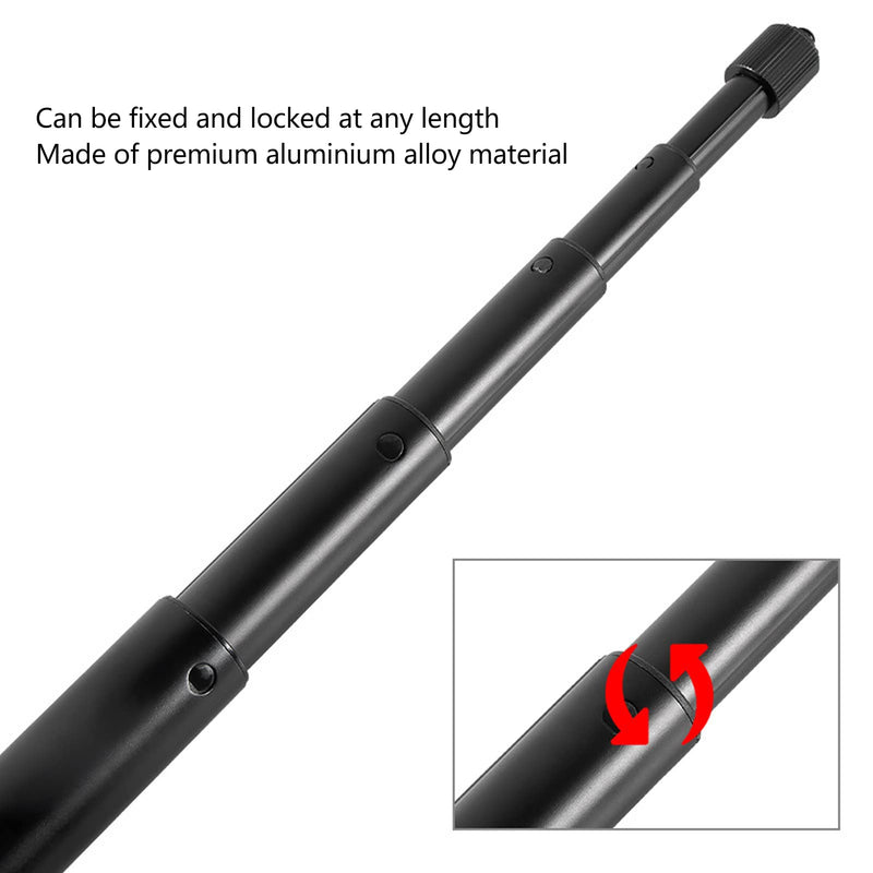 Extendable Selfie Stick, Telescopic Monopod 1/4in Interface Antiskid Handle 25mm Maximum Pipe Diameter Aluminium Alloy for Live