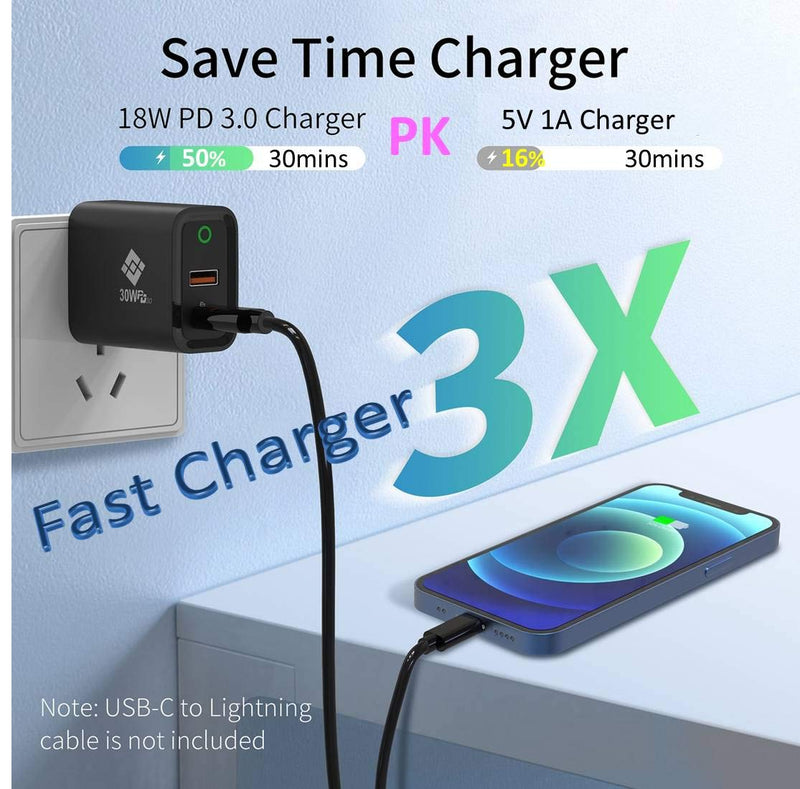 Fast USB C Charger, Foldable 2-Port PD Type c Charger, HonShoop USB C Charger Block Compatible for iPhone 12/12 Mini / 12 Pro / 12 Pro Max / 11 / X/XR/XS, iPad Pro, Pixel, Galaxy, and More black